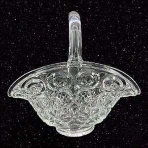 EAPG PATTERN GLASS MODEL FLINT EXCELSIOR BULLSEYE CLEAR BASKET 1850s CLEAR VTG